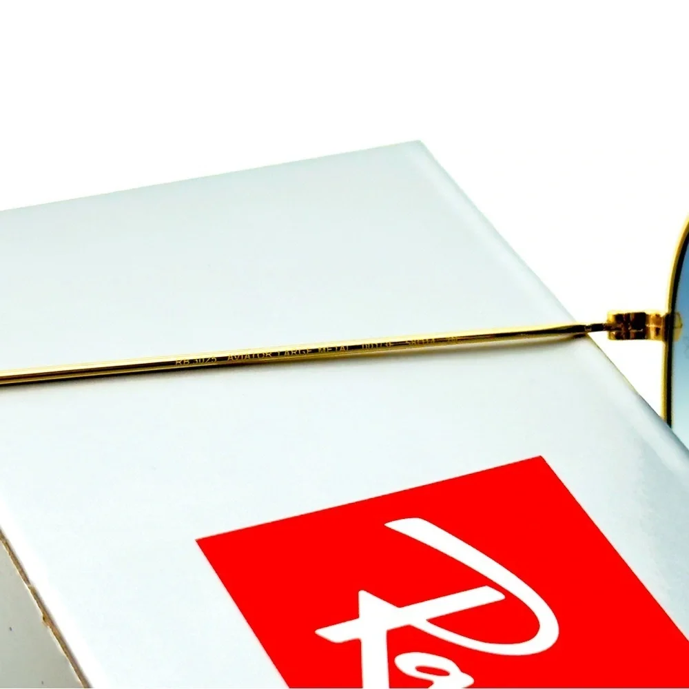 Ray-Ban Aviator Sunglasses RB3025 Blue Gradient Crystal Lens Gold Frame UNISEX! - Picture 12 of 15